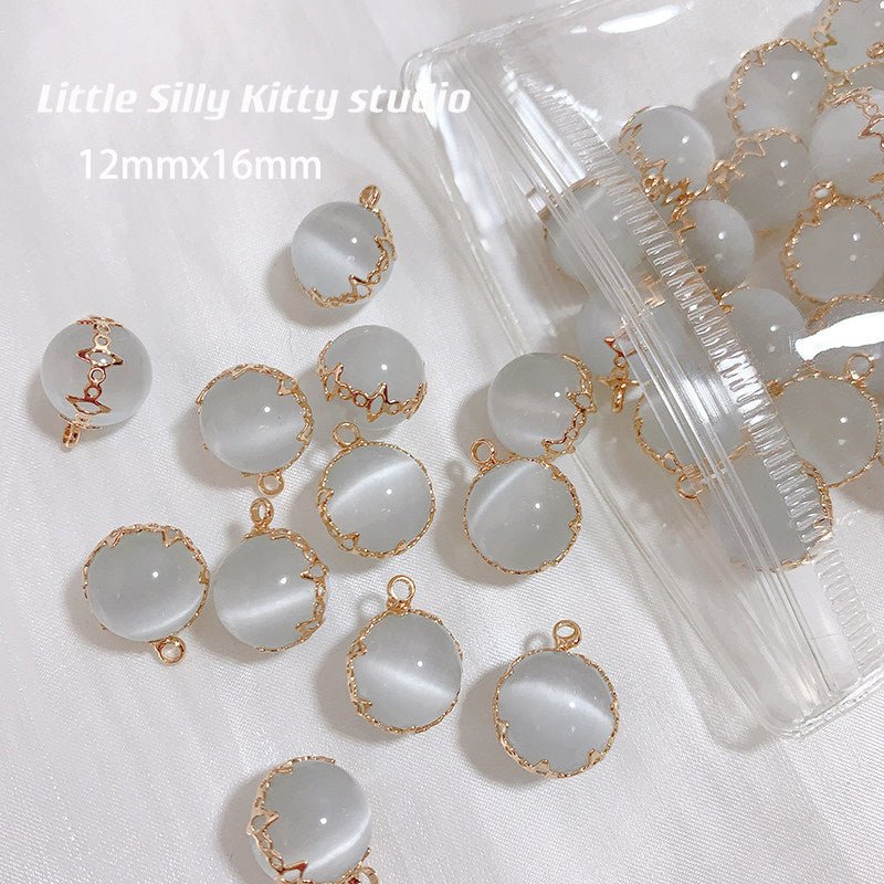 Fairy Opal Pendant Set – 16pcs (White, Pink, Blue, Purple) 12x16mm Simulated Opal Charms for DIY Necklace, Bracelet, Earring Making - HomeDIYer