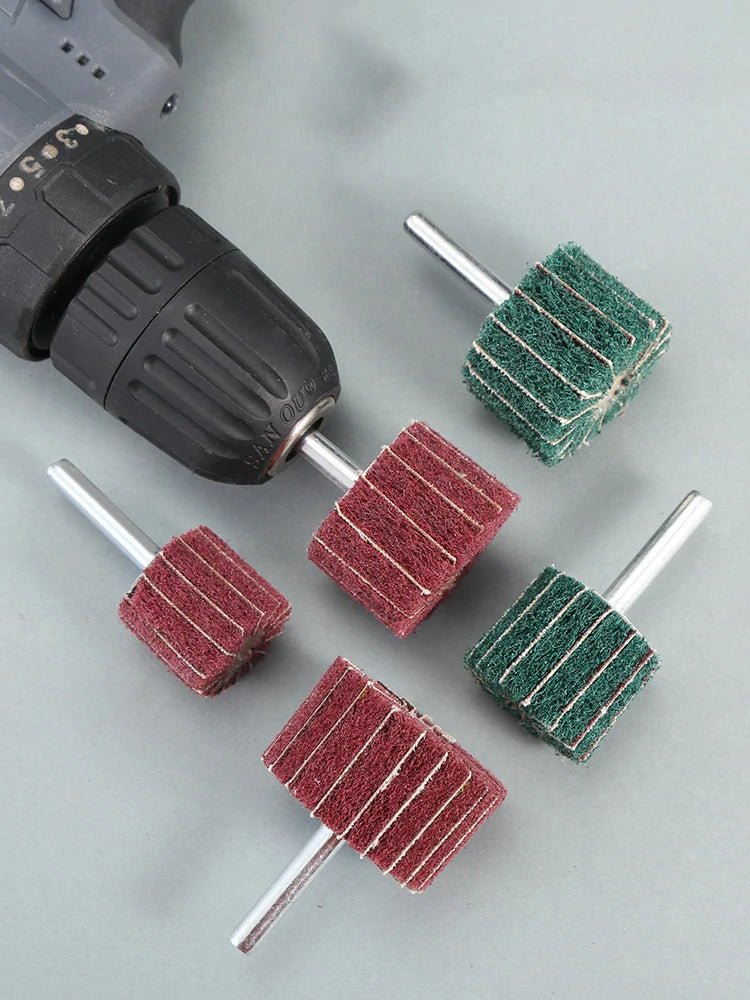 6mm (1/4'') Shank Non - woven Abrasive Buffing Wheel - High Performance Polishing Wheel For Metal, Wood, Plastic - Power Drill - HomeDIYer