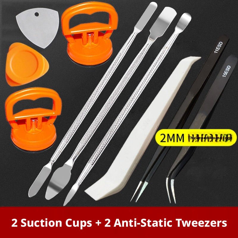 Electronics Repair Pry Tool Kit – Plastic Spudgers, Suction Cup & Metal Pry Bar for Phone, Tablet, Laptop & LCD Screen Disassembly | 1 Set Per Order - HomeDIYer