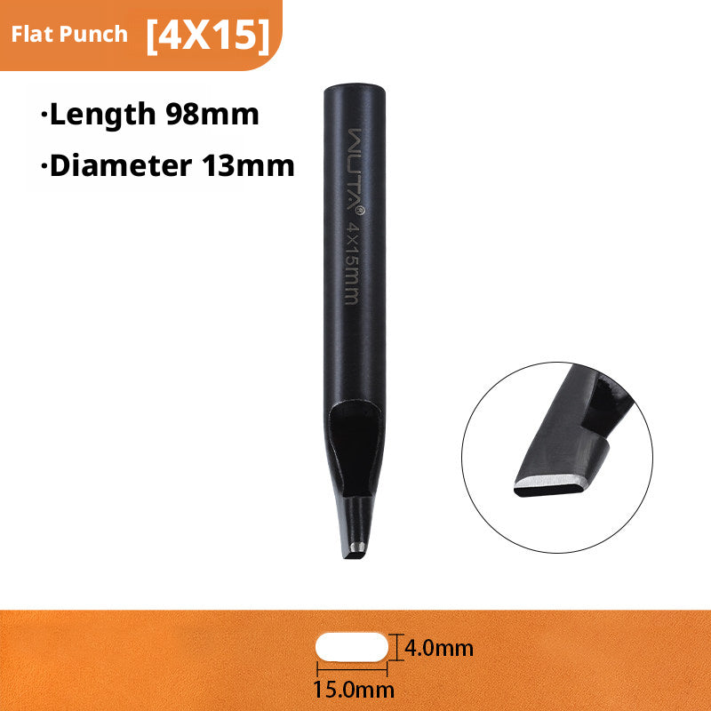 Black Flat Punch Set – Rectangular Hole Punches for Belts, Straps & Leathercraft (2‑5mm × 3‑25mm)