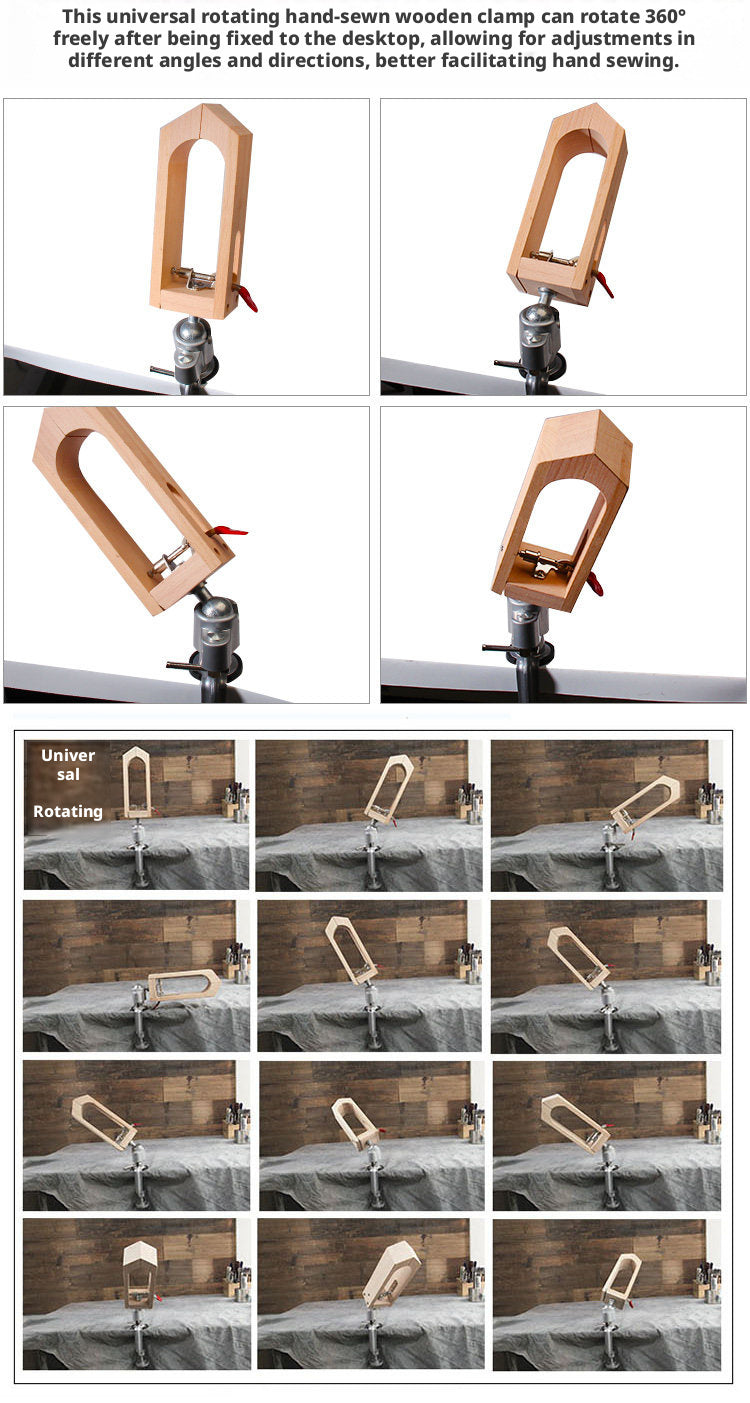 Hand‑Stitched Wood Clamp – 8 Styles for Leather Sewing (Beech/Pine, Lychee or Leather Veneer)