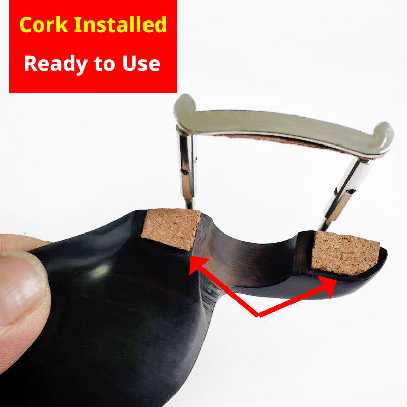 Violin Chin Rest with Screws, Cork & Screwdriver – Ebony / Jujube Wood / Imitation Ebony (4/4, 3/4, 1/2, 1/4, 1/8)