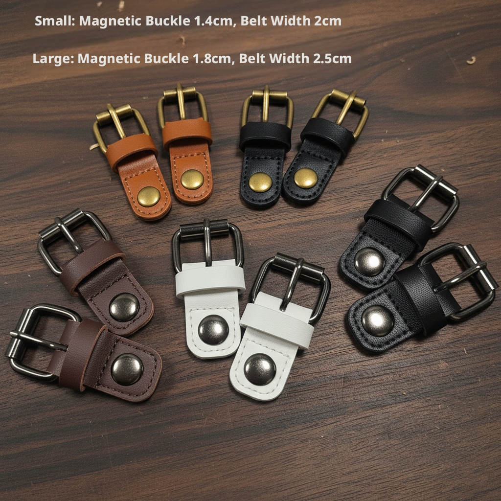 Leather Magnetic Buckle – 1.4cm / 1.8cm for Bags, Backpacks, Straps (Black, White, Brown)