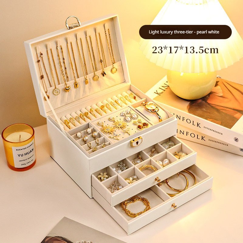 Medieval - Style Large Capacity Jewelry Box – 3 Layers, Lock, Watch Pillow - HomeDIYer