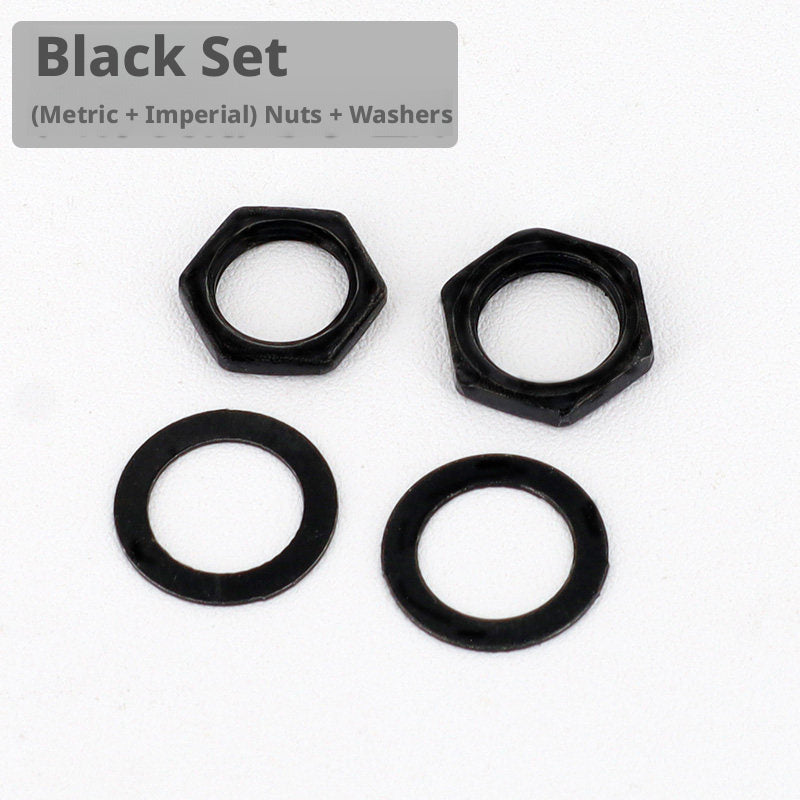 Electric Guitar Jack Nut & Washer Set – 6.35mm Output Socket Hardware (Metric + Imperial) – Silver/Black/Gold