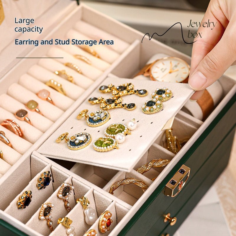 Medieval - Style Large Capacity Jewelry Box – 3 Layers, Lock, Watch Pillow - HomeDIYer