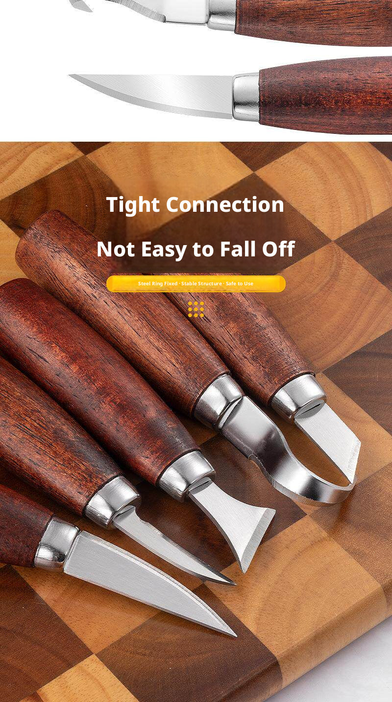 Walnut Wood Carving Knife Set – 5 Blades for Pumpkin, Wood, Wax & Linocut