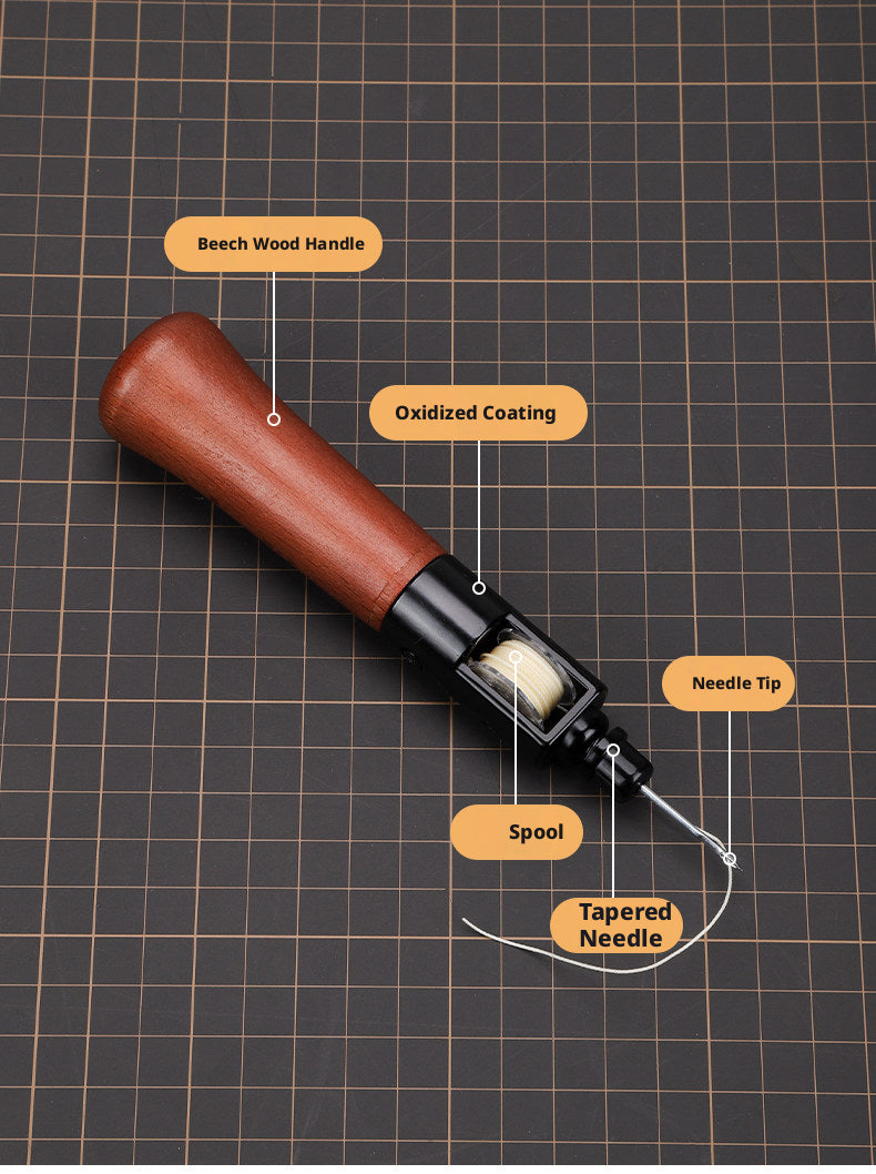 Leather Hand Sewing Tool – Hand Stitcher for Bags, Belts, Saddles (Lock Stitch) with 25 Color Waxed Thread