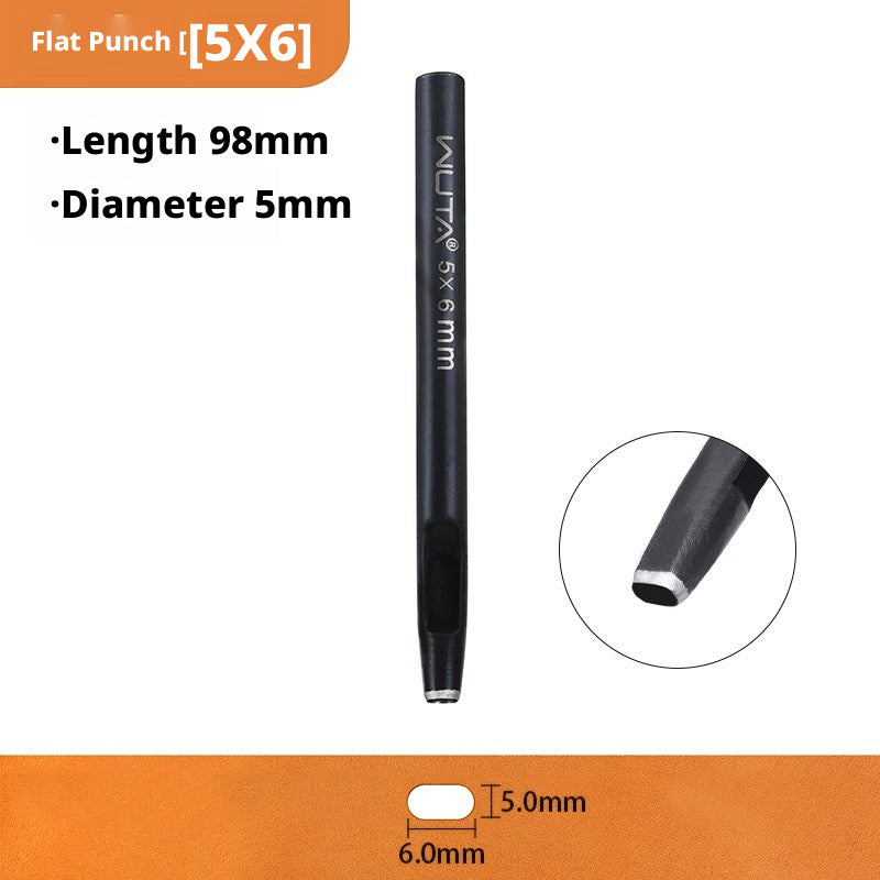 Black Flat Punch Set – Rectangular Hole Punches for Belts, Straps & Leathercraft (2‑5mm × 3‑25mm)