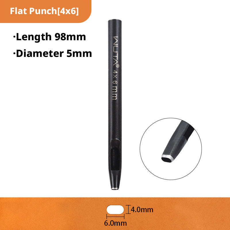Black Flat Punch Set – Rectangular Hole Punches for Belts, Straps & Leathercraft (2‑5mm × 3‑25mm)