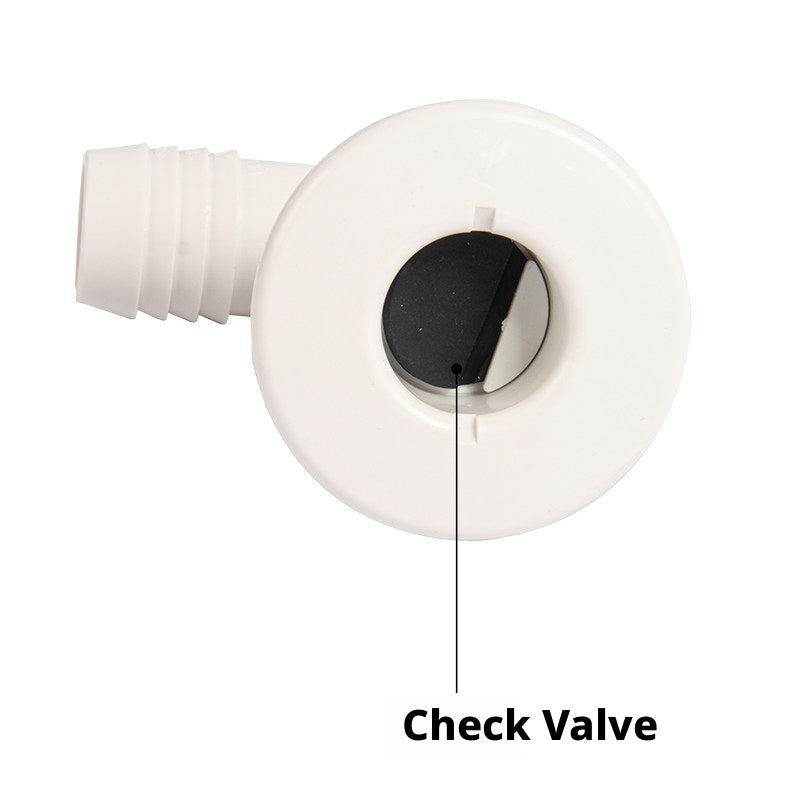 90° Marine Thru-Hull Drain Fitting with Check Valve — Bilge & Waste Water Elbow Outlet