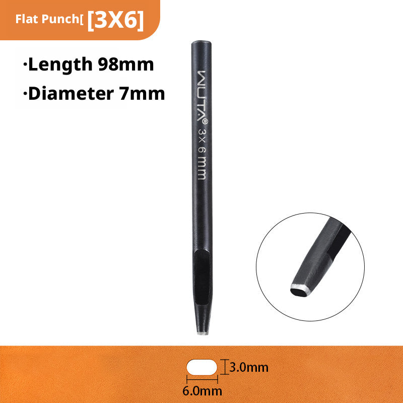 Black Flat Punch Set – Rectangular Hole Punches for Belts, Straps & Leathercraft (2‑5mm × 3‑25mm)