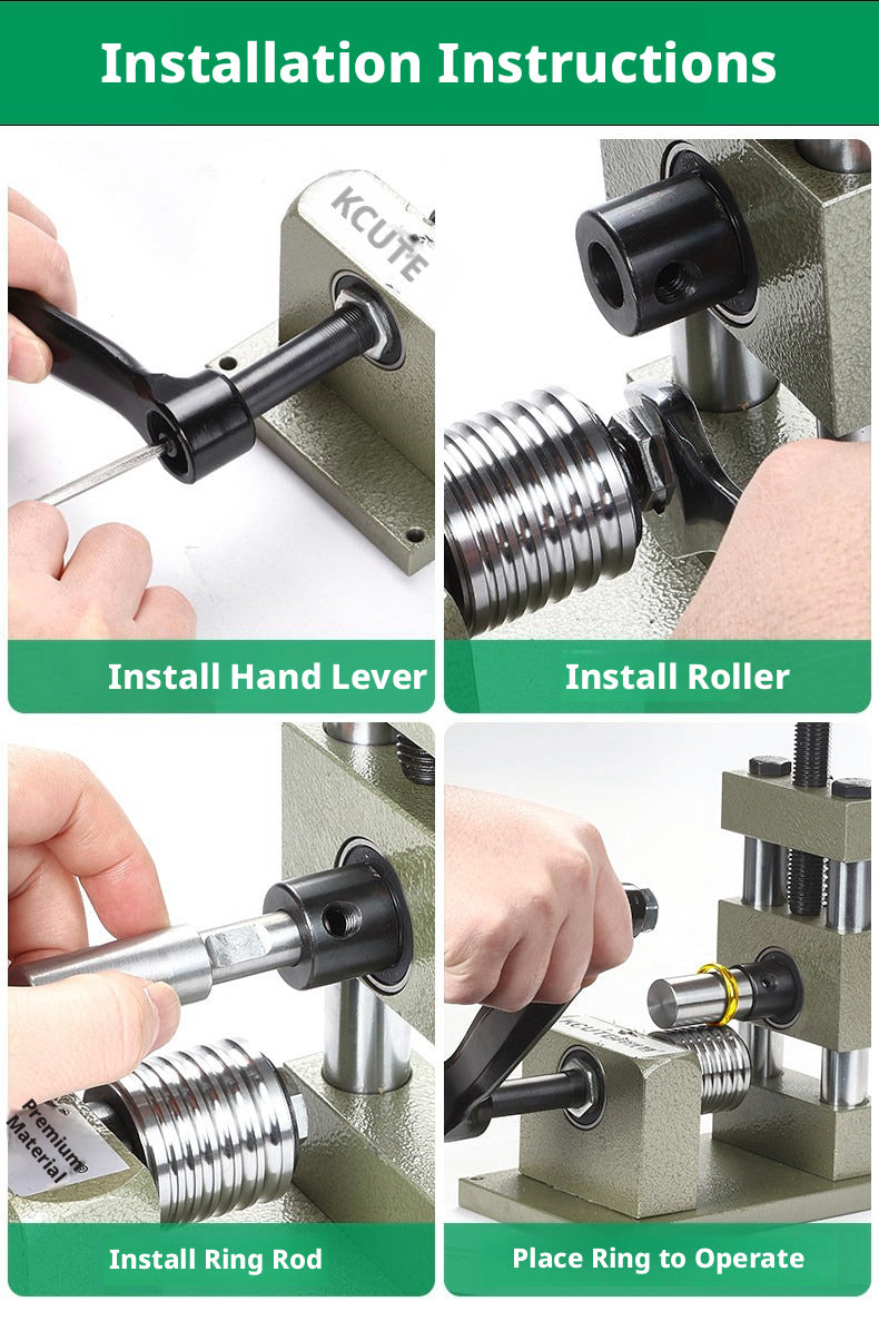 KCUTE Manual Ring Shaping Machine – 40+ Roller Wheels, for Gold/Silver