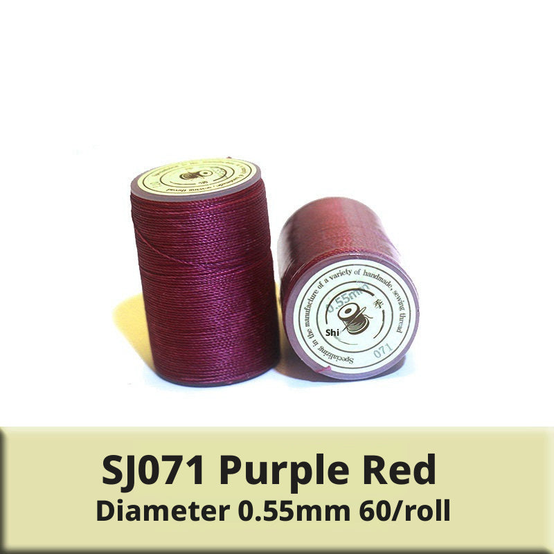 0.55mm Round Waxed Polyester Thread – 63 Colors, 60m Roll for Hand Sewing Leather, Bags, Belts