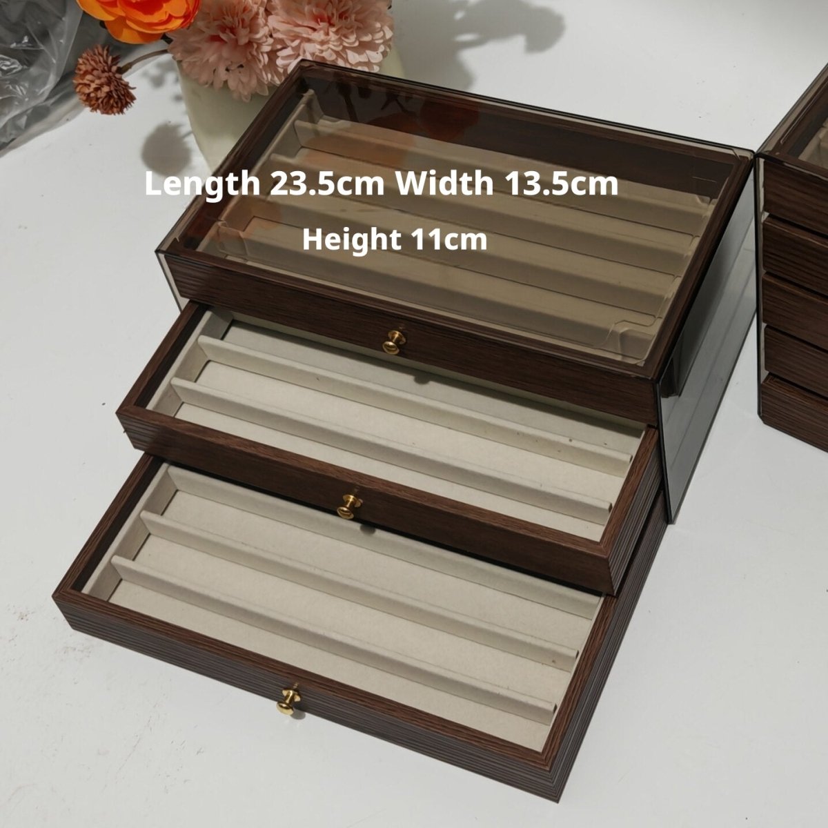 Vintage Peach Wood Grain Jewelry Box – Holds 15 - 25 Necklaces, Large Capacity - HomeDIYer