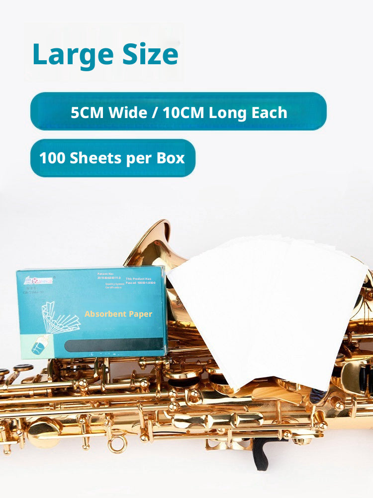 Saxophone & Clarinet Pad Absorbent Paper – 100 Sheets, 5x10cm, Dry Sticky Keys (Aoke®)