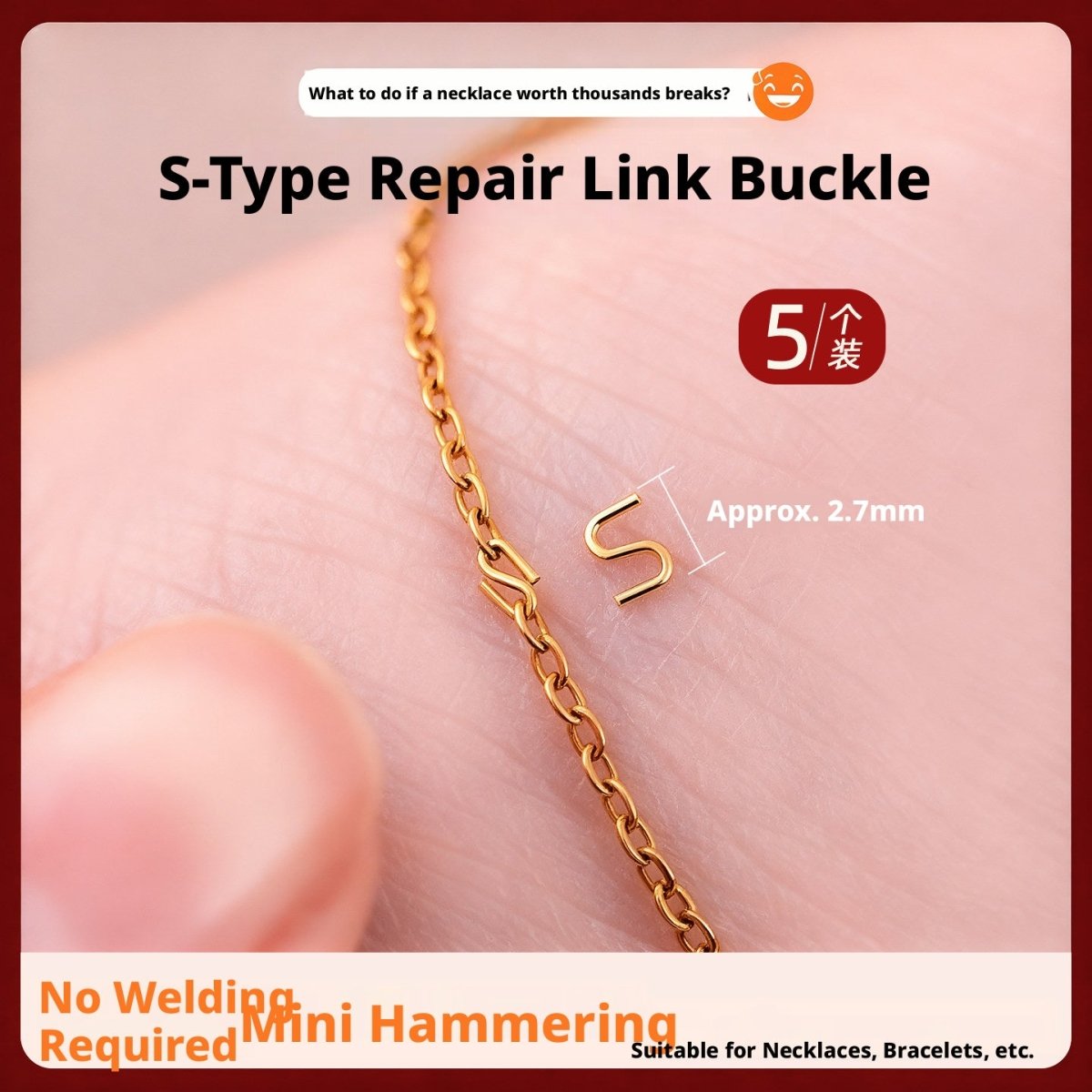 S - Type Necklace Repair Buckle – No Soldering, Invisible Fix in 5 Seconds - HomeDIYer