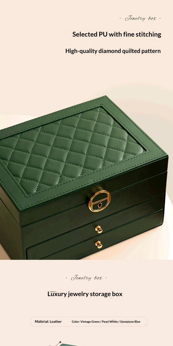 Medieval - Style Large Capacity Jewelry Box – 3 Layers, Lock, Watch Pillow - HomeDIYer