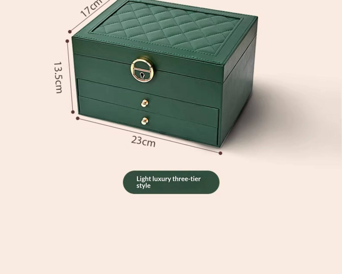 Medieval - Style Large Capacity Jewelry Box – 3 Layers, Lock, Watch Pillow - HomeDIYer
