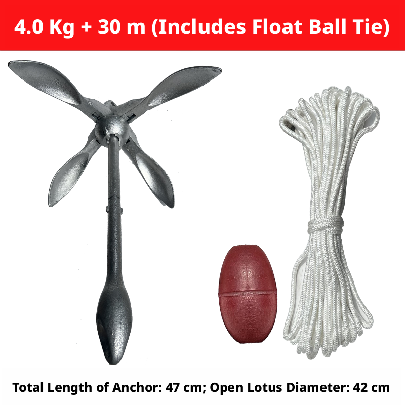 Folding Grapnel Boat Anchor - Carbon Steel for Inflatable Boats, Kayaks & Small Fishing Boats 0.7kg to 4kg
