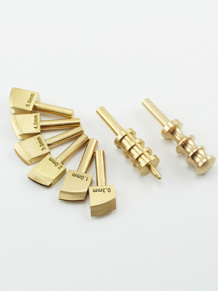 Adjustable Temperature Leather Edging Iron – Brass Tips for Edge Wax & Creasing (8 Heads Set)