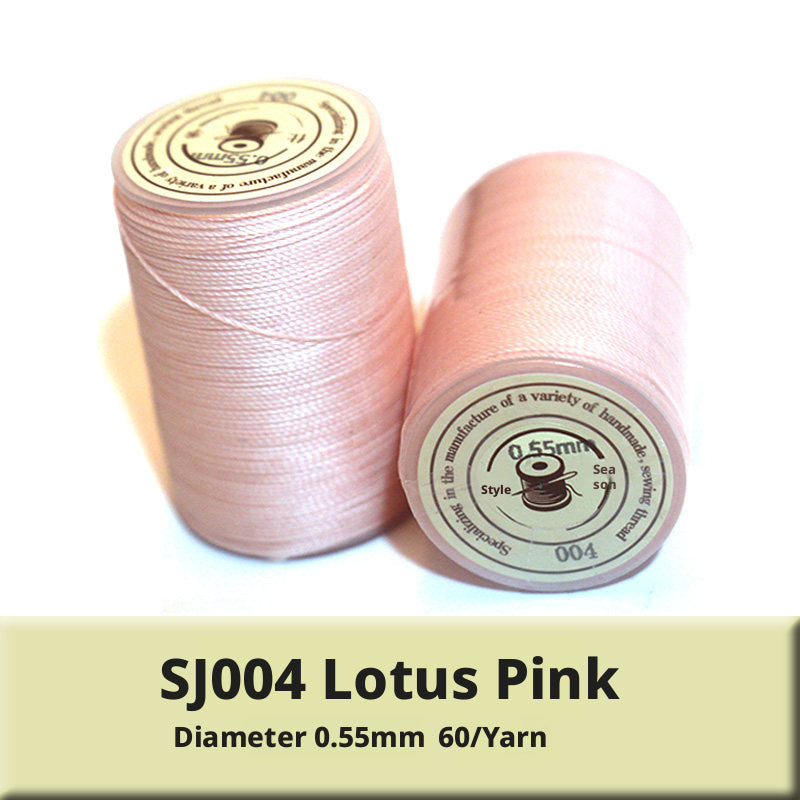 0.55mm Round Waxed Polyester Thread – 63 Colors, 60m Roll for Hand Sewing Leather, Bags, Belts