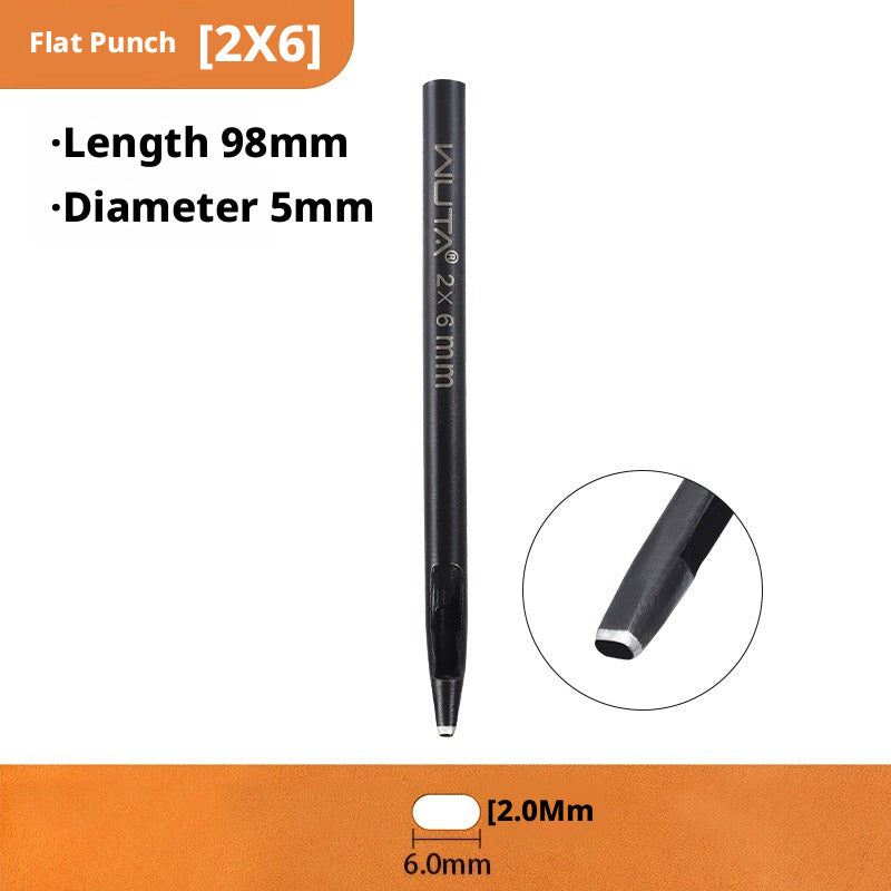 Black Flat Punch Set – Rectangular Hole Punches for Belts, Straps & Leathercraft (2‑5mm × 3‑25mm)
