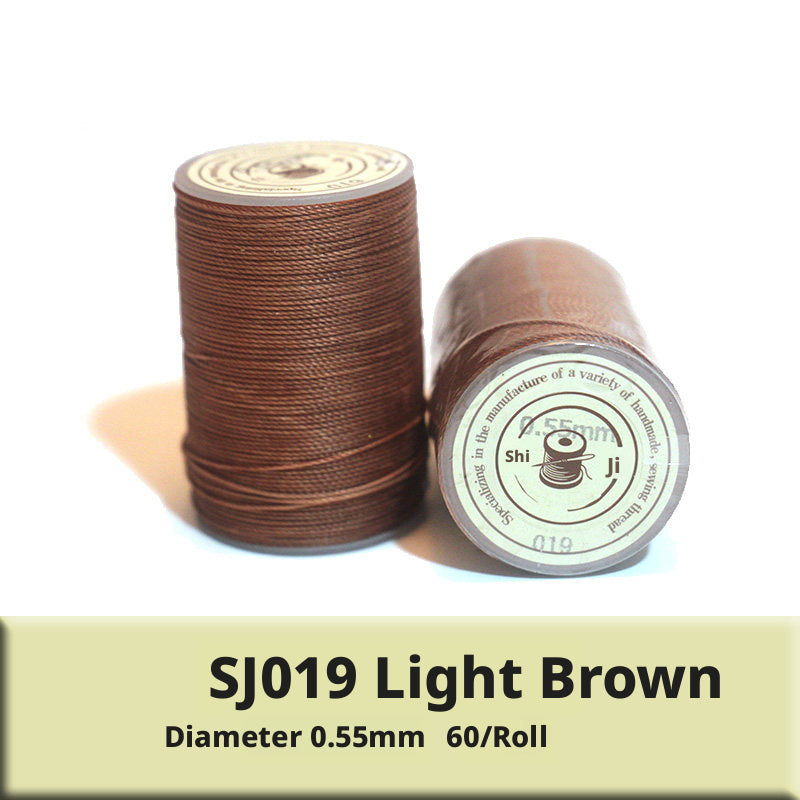 0.55mm Round Waxed Polyester Thread – 63 Colors, 60m Roll for Hand Sewing Leather, Bags, Belts
