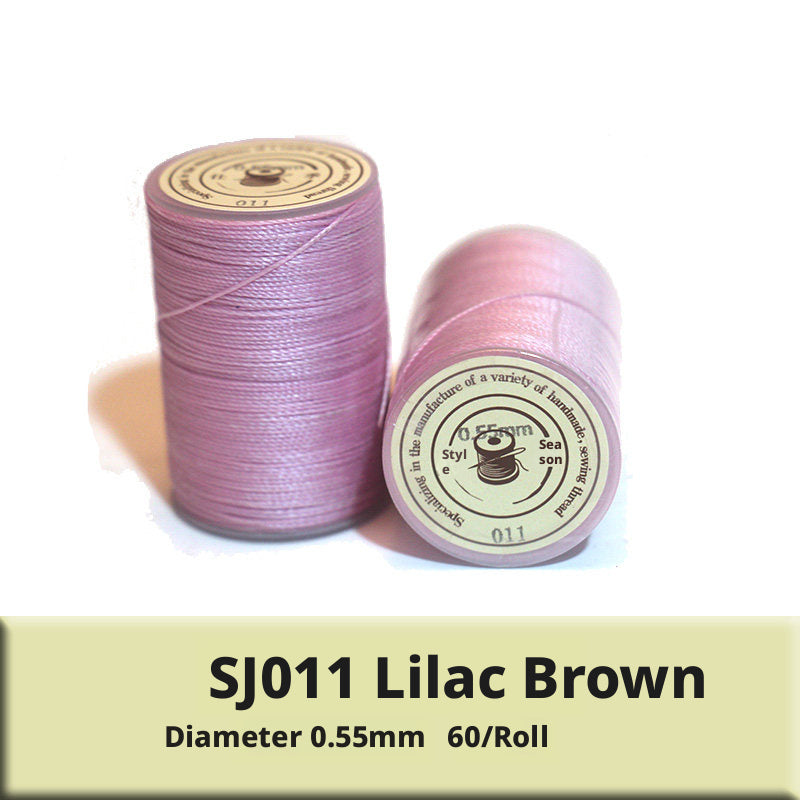0.55mm Round Waxed Polyester Thread – 63 Colors, 60m Roll for Hand Sewing Leather, Bags, Belts