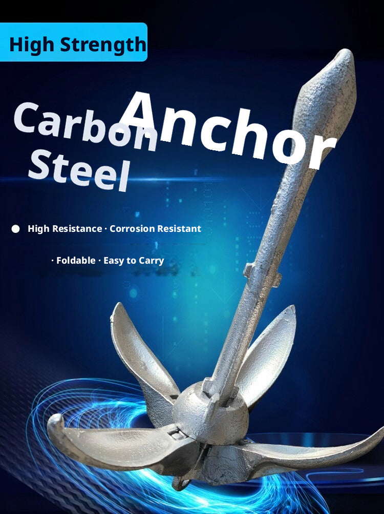 Folding Grapnel Boat Anchor - Carbon Steel for Inflatable Boats, Kayaks & Small Fishing Boats 0.7kg to 4kg