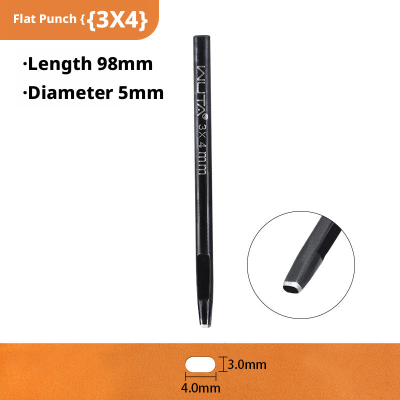 Black Flat Punch Set – Rectangular Hole Punches for Belts, Straps & Leathercraft (2‑5mm × 3‑25mm)