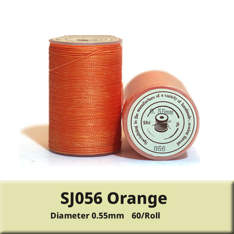 0.55mm Round Waxed Polyester Thread – 63 Colors, 60m Roll for Hand Sewing Leather, Bags, Belts