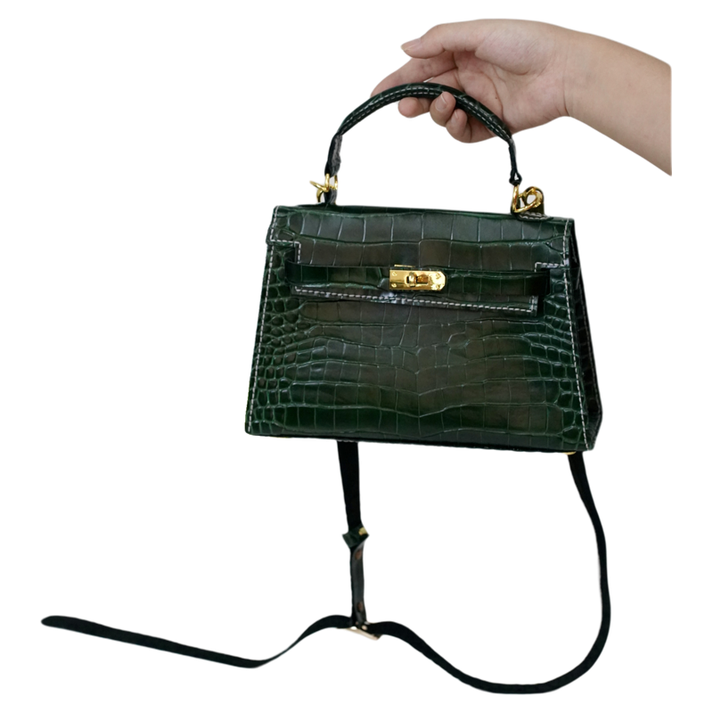 DIY Leather Bag Hardware Complete Set – Kelly, Cambridge, Saddle, Vegetable Basket + Shoulder Straps (Gold Chain & Fabric)
