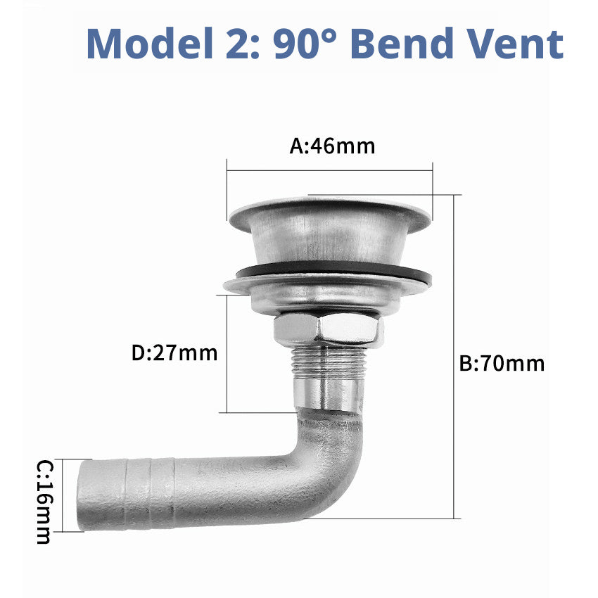 316 Stainless Steel Marine Tank Vent – Straight & 90° Elbow Fuel and Water Breather for Yachts, Speedboats & Docks