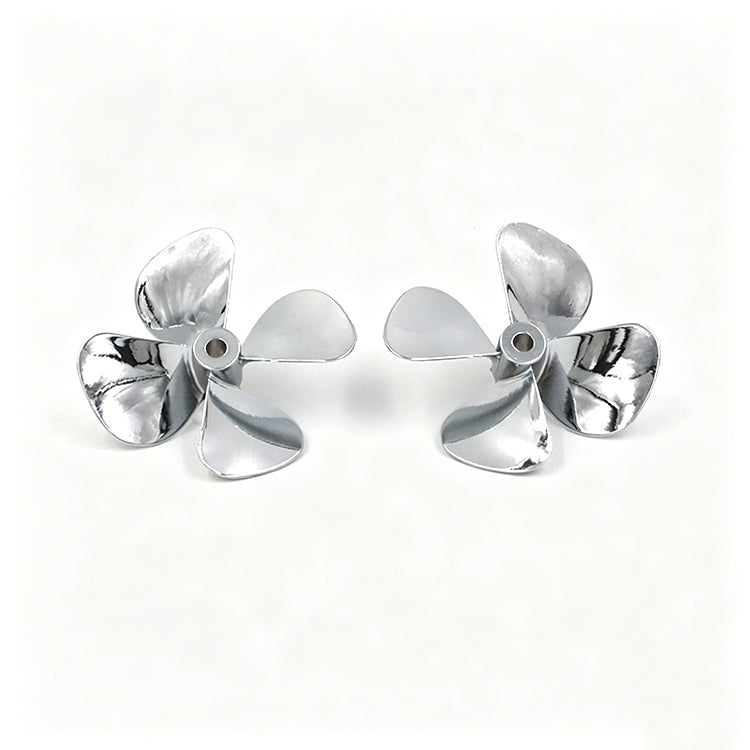 Zinc Alloy 4-Blade RC Boat Propeller - 55mm/60mm CW & CCW Replacement for Fishing Boats, Bait Boats & Remote Control Models