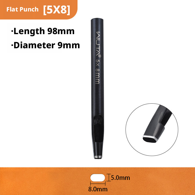 Black Flat Punch Set – Rectangular Hole Punches for Belts, Straps & Leathercraft (2‑5mm × 3‑25mm)