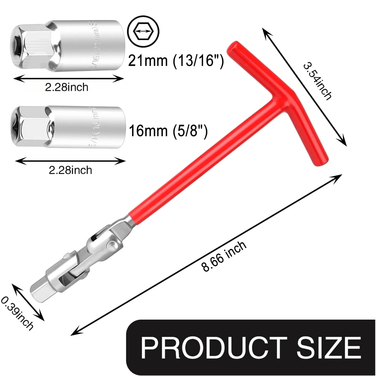 3Pcs Spark Plug Removal Tool 16 21mm T - Handle Flexible Spanner Socket Wrench Set - HomeDIYer