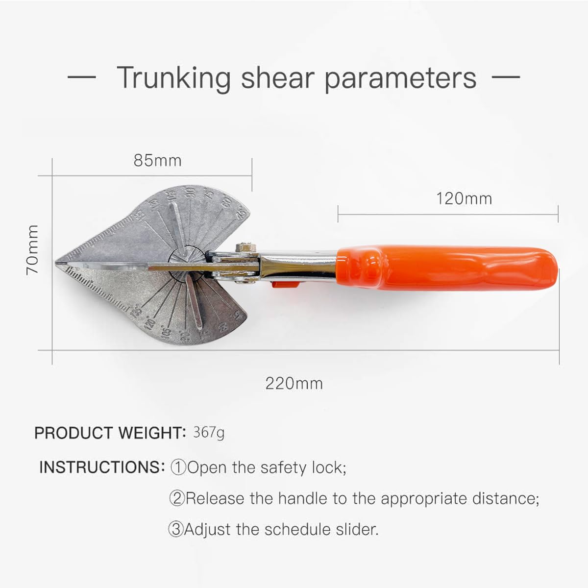 Multi Angle Miter Shear Cutter Hand Tools,45 - 135 Degree Adjustable Angle Scissors Trim Shears Tools for Vinyl Wood Molding Trim (Orange) - HomeDIYer