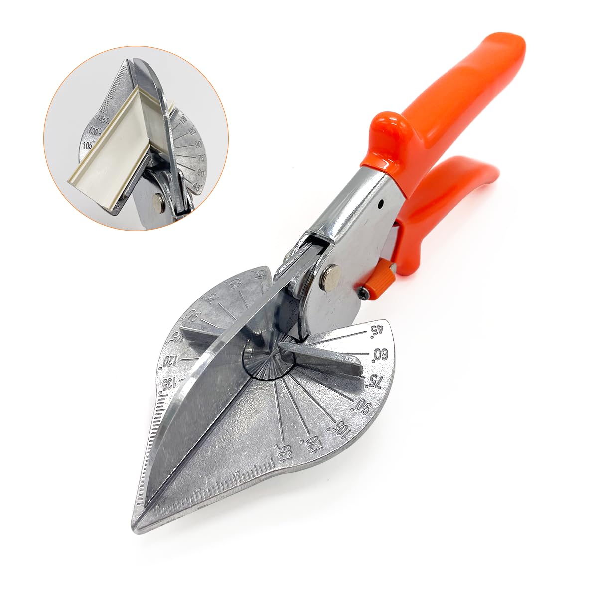 Multi Angle Miter Shear Cutter Hand Tools,45 - 135 Degree Adjustable Angle Scissors Trim Shears Tools for Vinyl Wood Molding Trim (Orange) - HomeDIYer