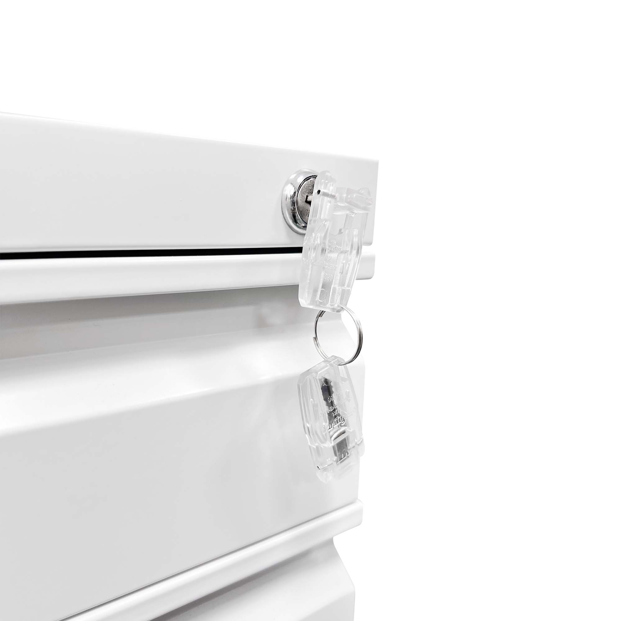 3 Drawer Mobile File Cabinet with Lock,Metal Filing Cabinets for Home Office Organizer Letters/Legal/A4,Fully Assembled Except Wheels,White
