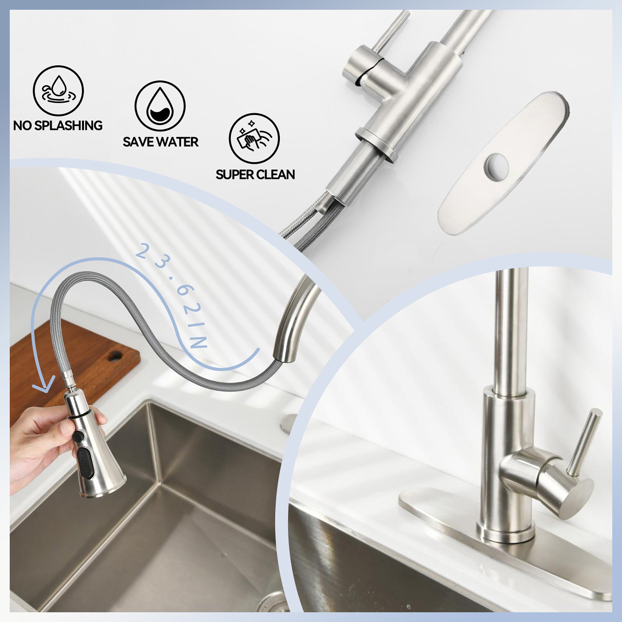 Brushed Nickel Pull-Down Kitchen Faucet - Single Hole Deck Mount with Stainless Steel Sprayer & Single Handle Control