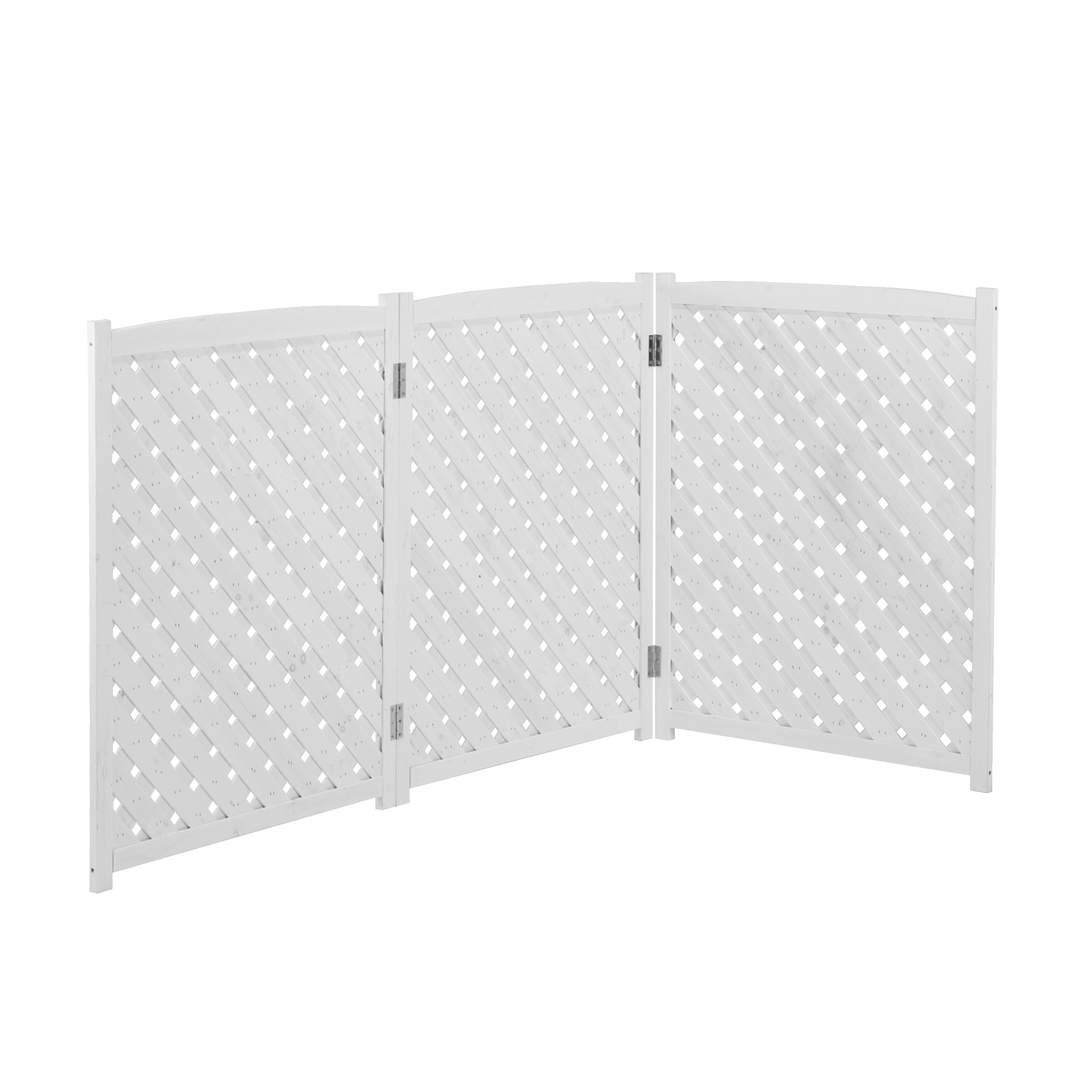3‑Panel Solid Wood Outdoor Privacy Screen — 32" W x 38" H, AC Fence, Trash Can Enclosure, White