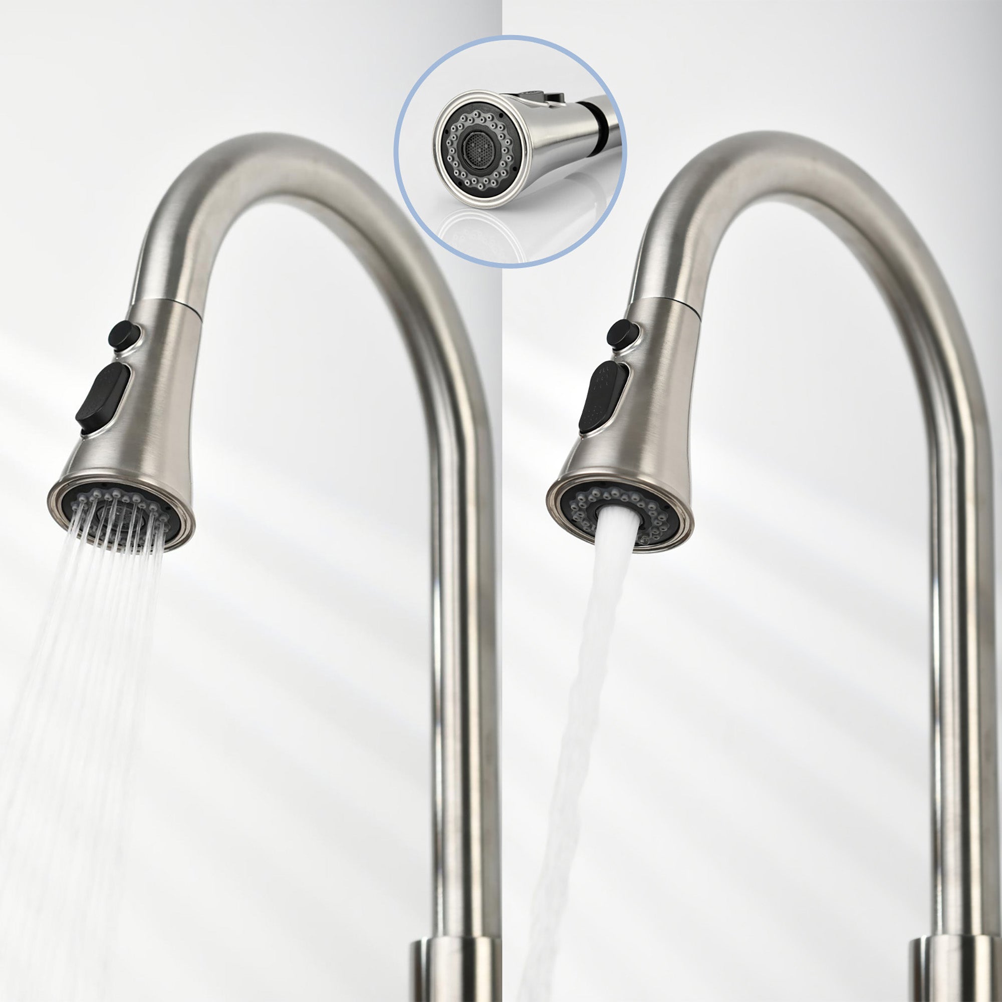 Brushed Nickel Pull-Down Kitchen Faucet - Single Hole Deck Mount with Stainless Steel Sprayer & Single Handle Control