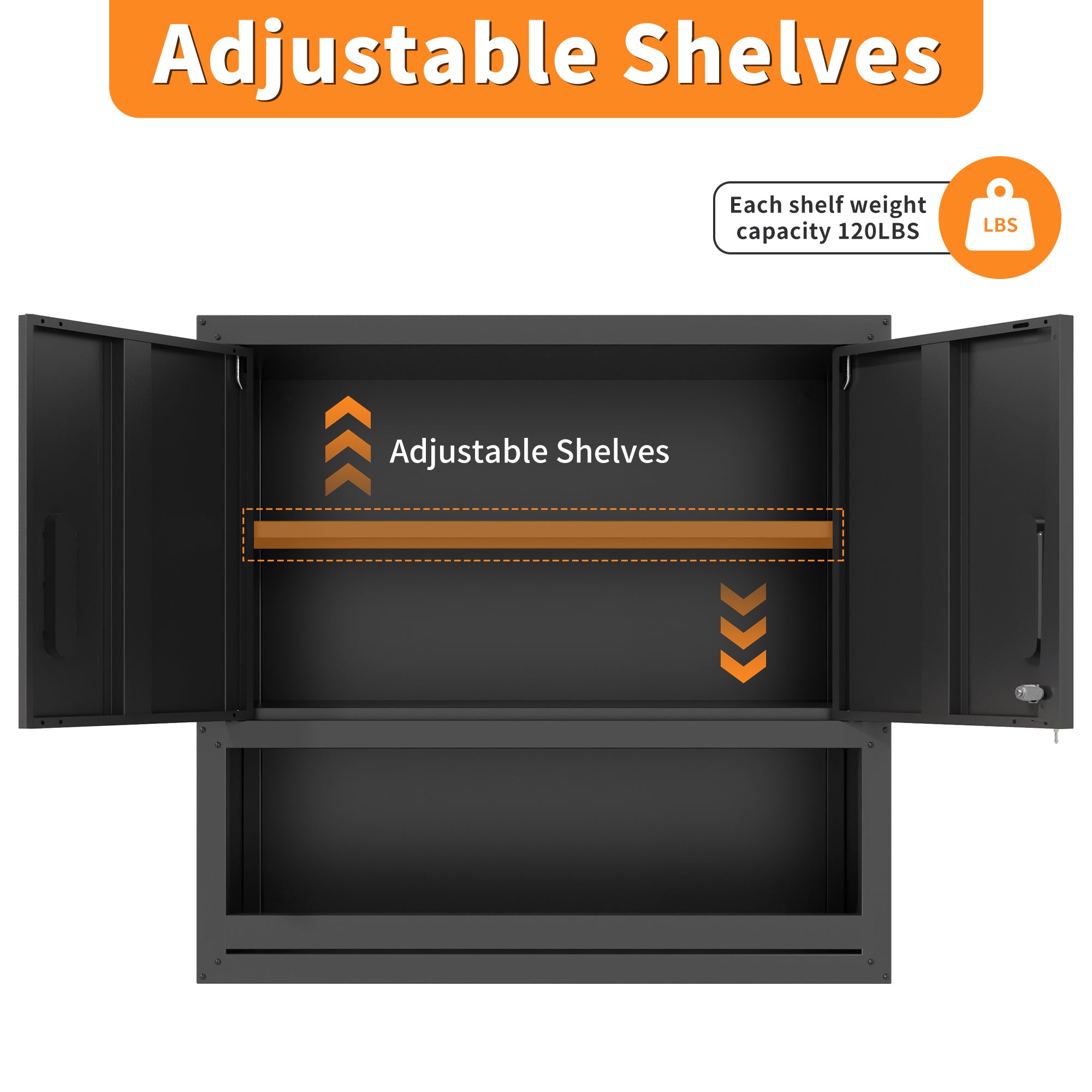 Metal Wall-Mounted Tool Storage Cabinet – Locking Door & Open Drawer for Garage, Warehouse, Office