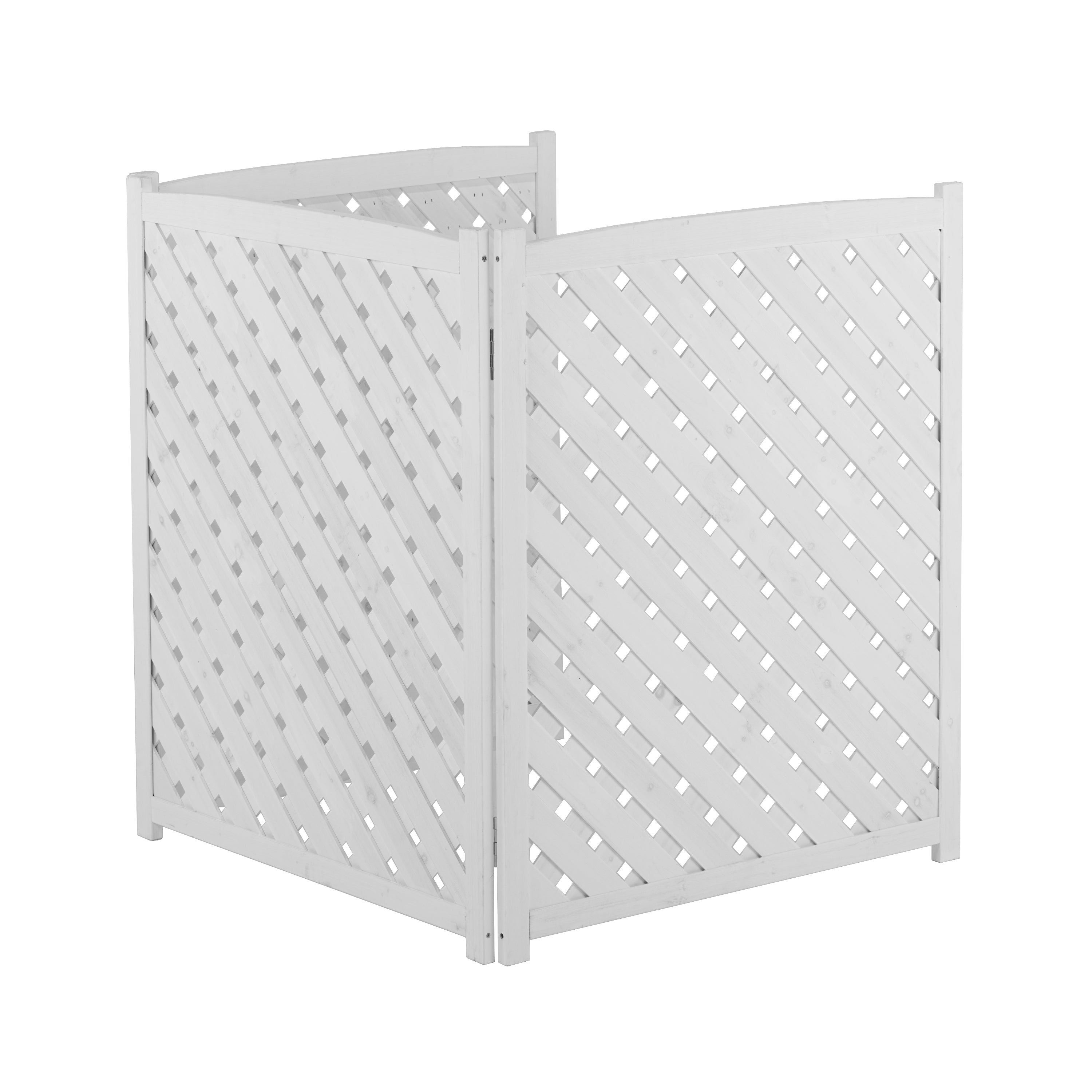 3‑Panel Solid Wood Outdoor Privacy Screen — 32" W x 38" H, AC Fence, Trash Can Enclosure, White