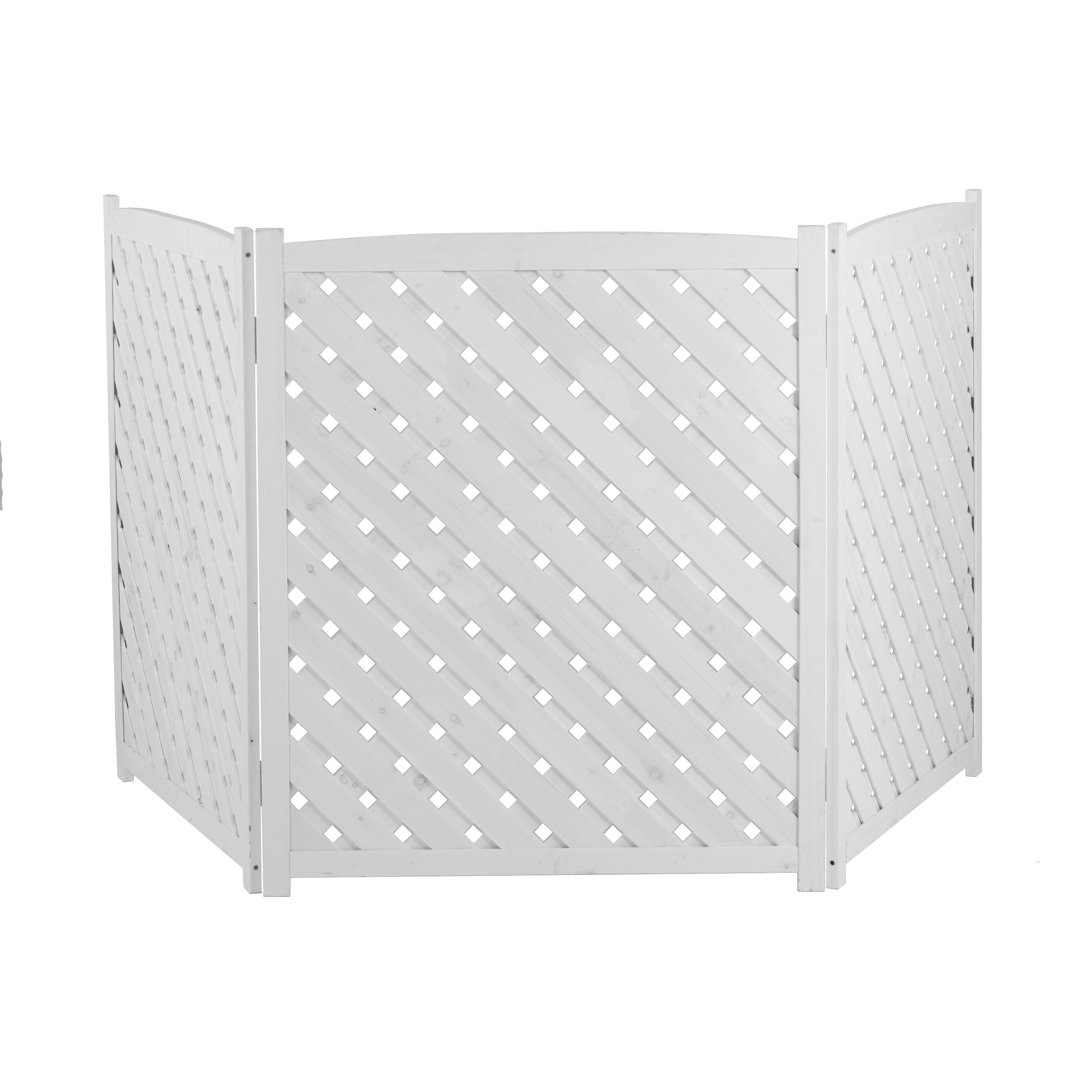 3‑Panel Solid Wood Outdoor Privacy Screen — 32" W x 38" H, AC Fence, Trash Can Enclosure, White