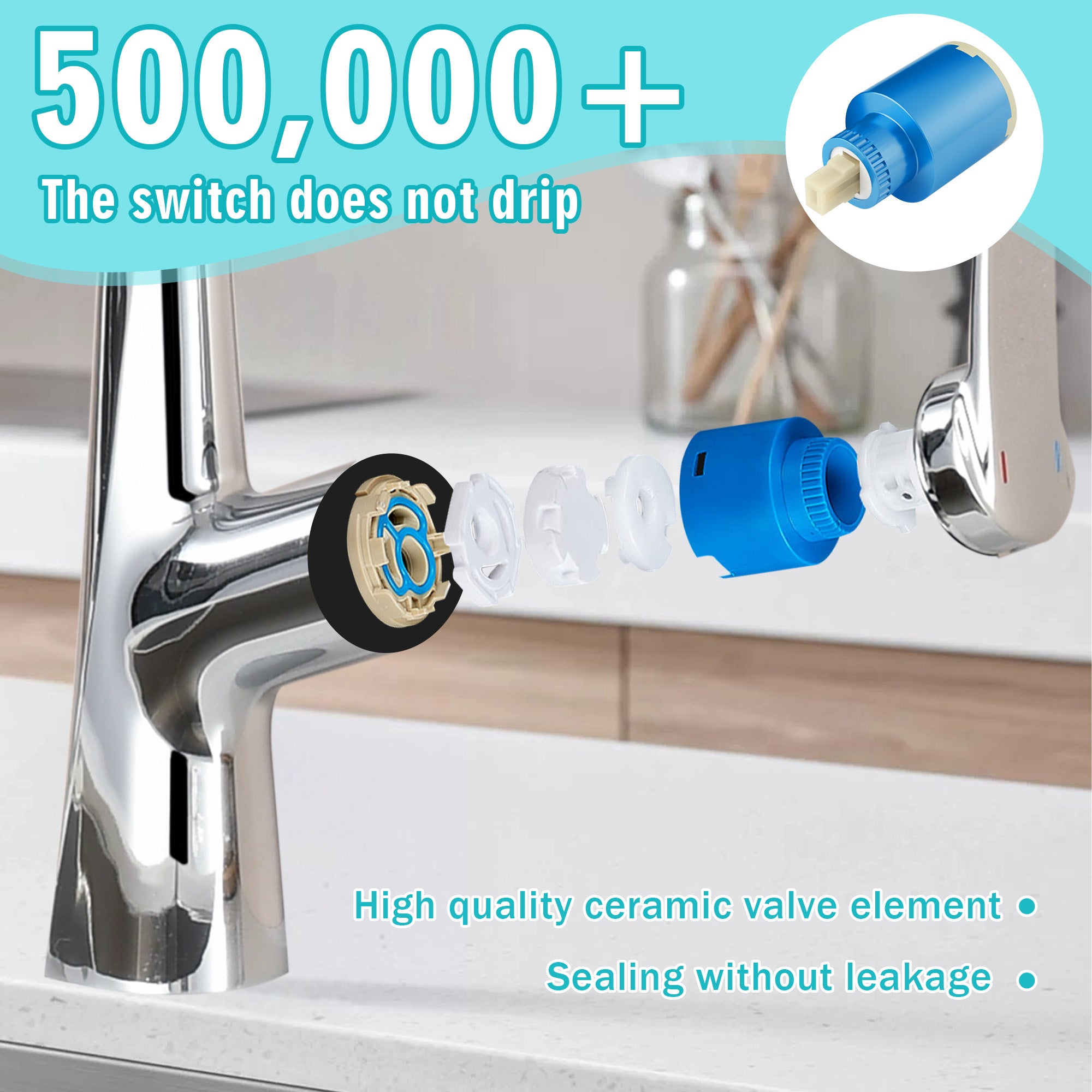 Professional Chrome Kitchen Faucet - 3 Function 360 Sprayer, One Touch Switching & FastConnect