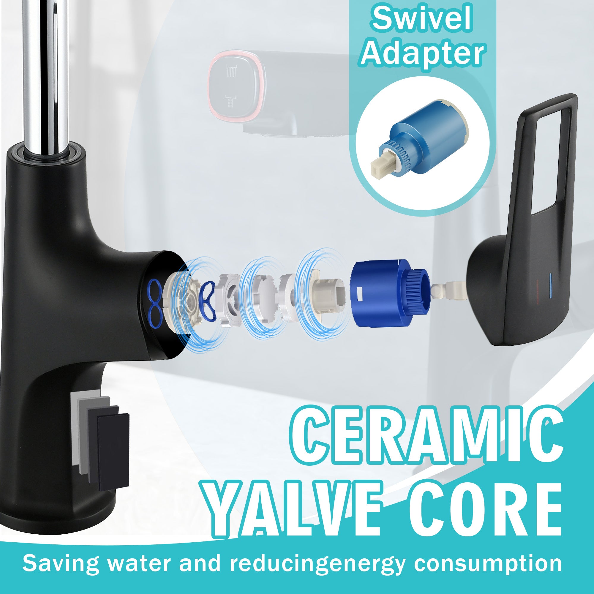 Matte Black Pull-Down Vessel Faucet - Single Hole Bathroom Sink Faucet with Lift Spout & Dual Spray Modes