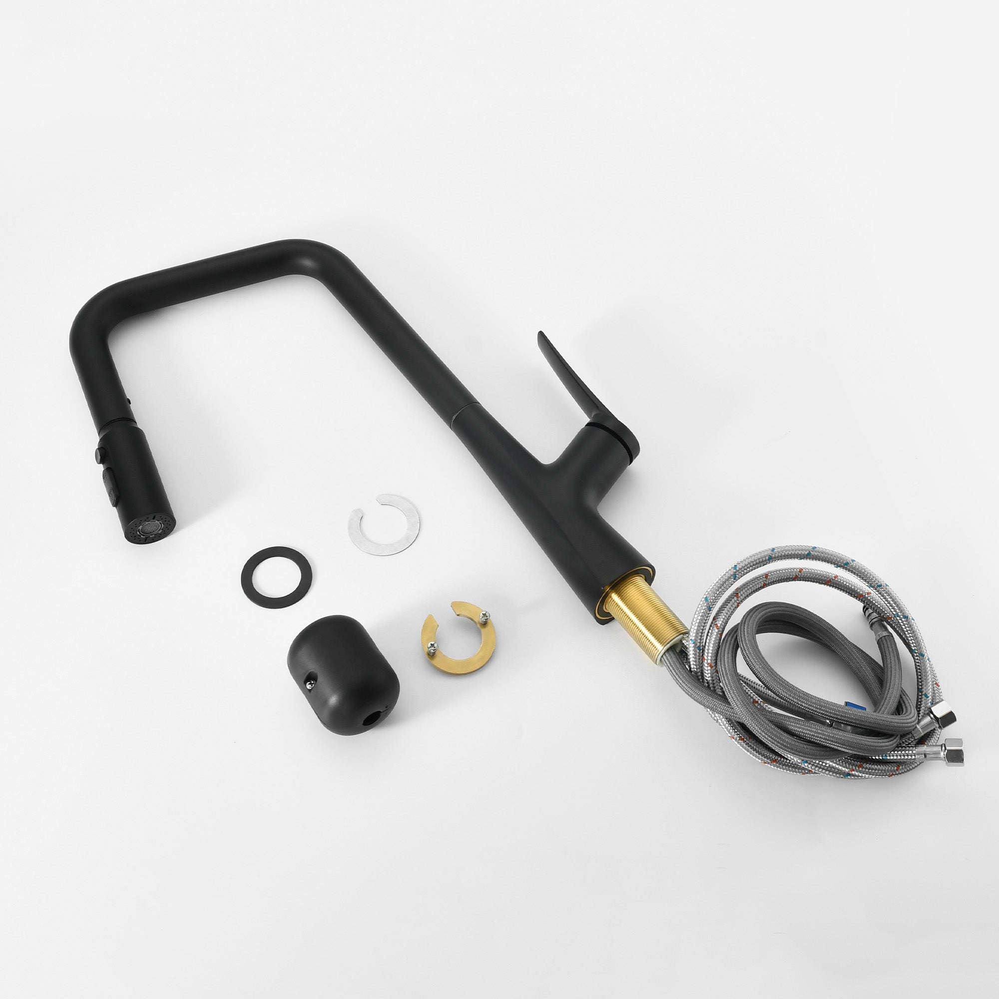 Matte Black Professional Kitchen Faucet 3 Function 360 Sprayer One Touch Switching FastConnect