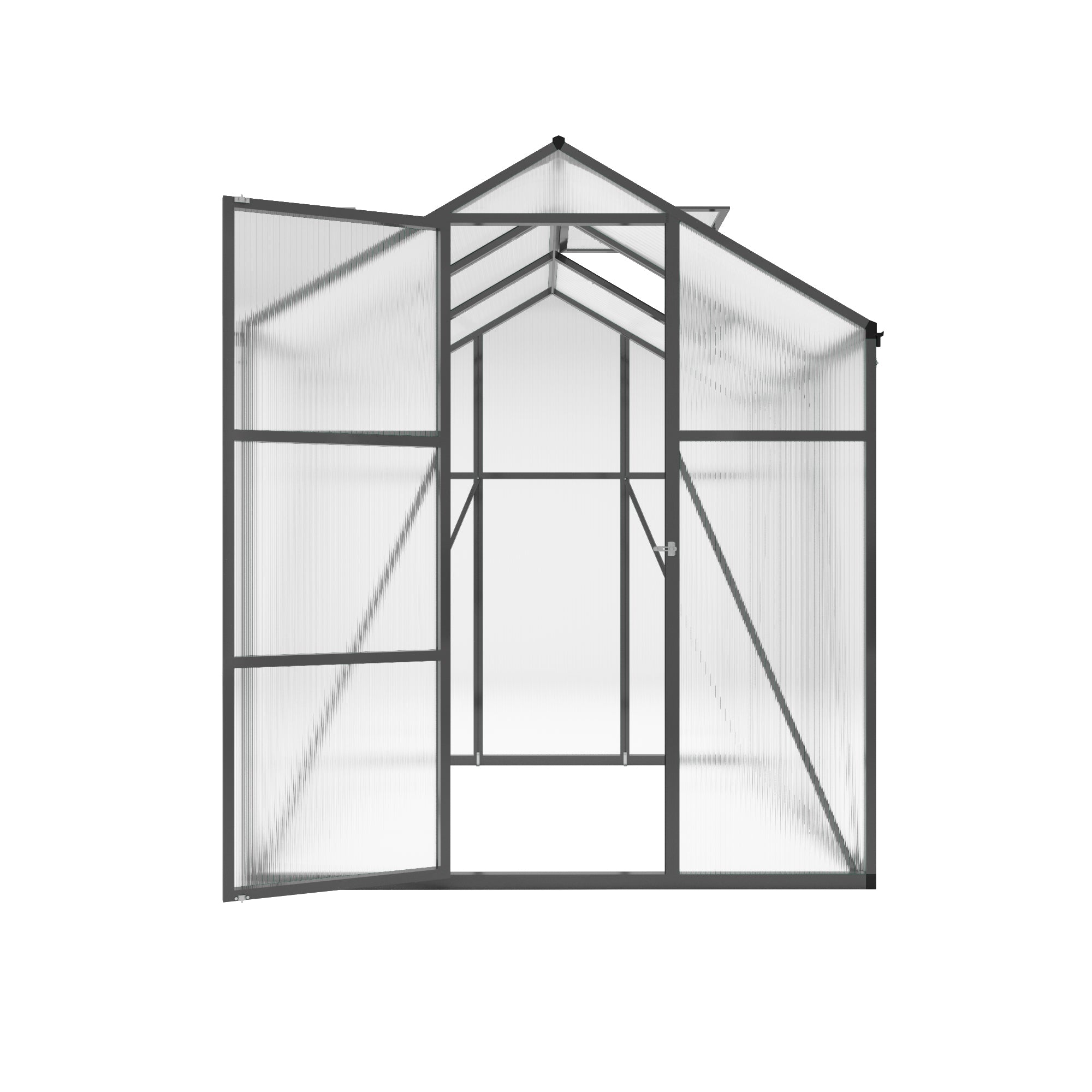 6ft x 6ft Heavy‑Duty Aluminum Walk‑In Greenhouse — Raised Base Polycarbonate Panels & Drainage System Black